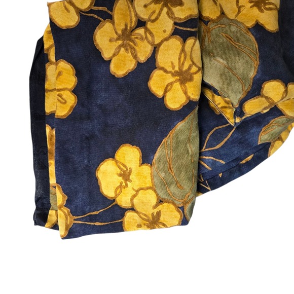 Tommy Bahama Silk Floral Pants Size 4 Blue Yellow Botanical Trousers Flaw - Picture 6 of 9